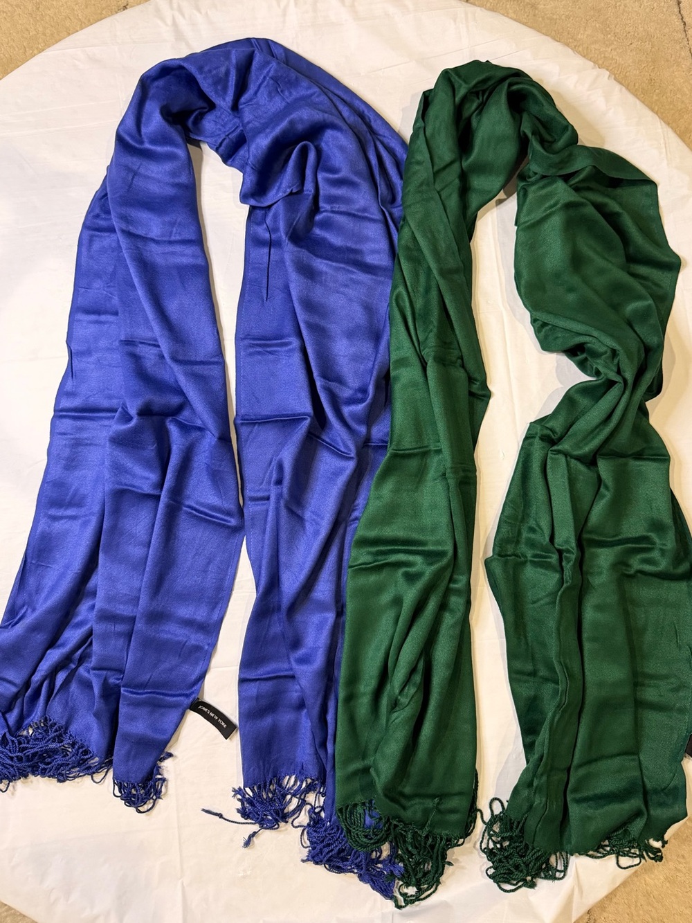 Jones New York Fringe Scarf Wrap Shawl Set of 2 Blue & Emerald Green